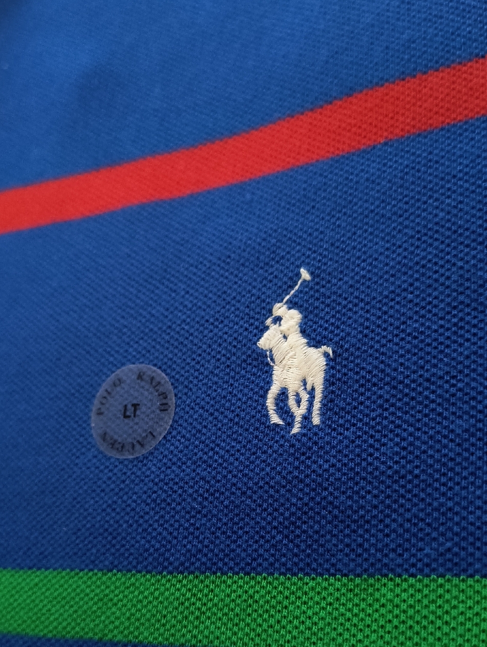 Polo by Ralph Lauren Royal Blue Multi-Stripe Cotton Polo - Picture 4 of 7